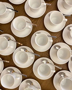 High angle view of breakfast on table