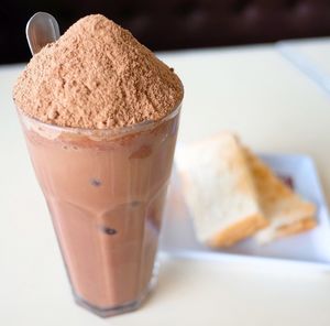 Close-up of ice cream on table