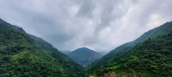 Panoramic view of mountains against sky
