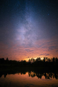 Scenic view of field against sky at night