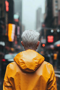 Rear view of woman wearing hat