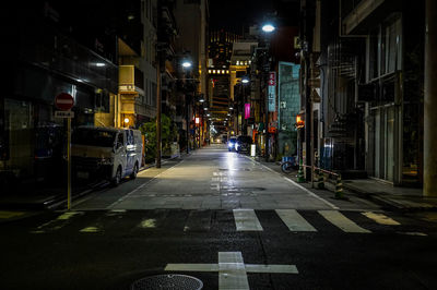 View of city street at night