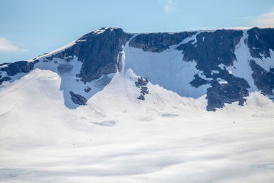 Snowcapped mountain at jotunheimen national park