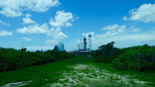 View of factory against sky