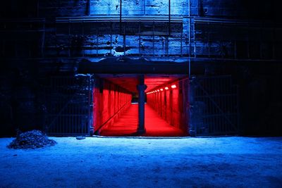 Illuminated entrance of building