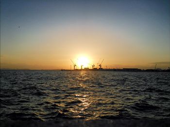 View of calm sea at sunset