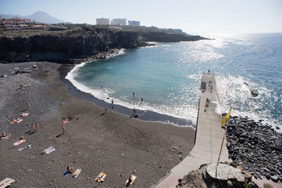 High angle view of beach against sky