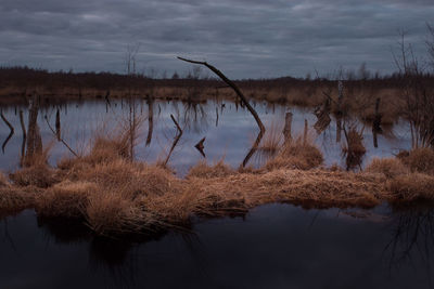 Scenic view of lake against sky