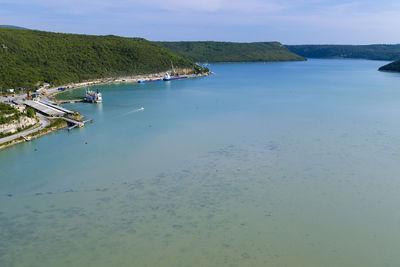 High angle view of sea against sky