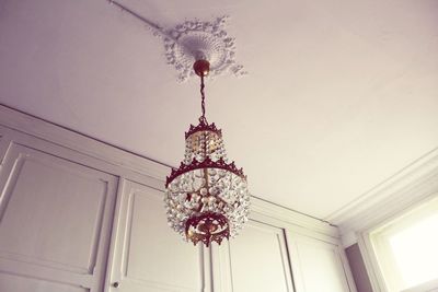 Low angle view of chandelier