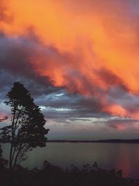 Scenic view of sea against sky at sunset