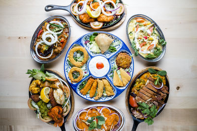 High angle view of food on table