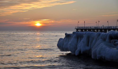 Scenic view of sea at sunset