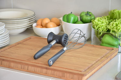 Fruits and vegetables on cutting board