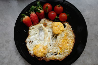 High angle view of breakfast in bowl on table