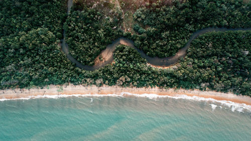 High angle view of swimming pool in sea