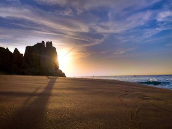 Scenic view of sea at sunset