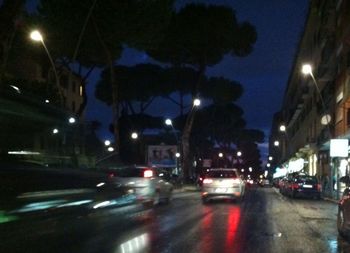 Traffic on road at night