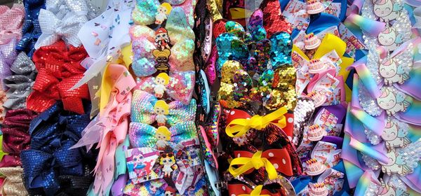 Full frame shot of multi colored candies for sale in market