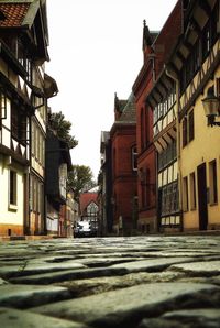 Street in city against clear sky