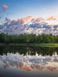 Scenic view of lake against sky during autumn