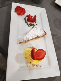 High angle view of cake on plate
