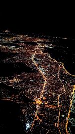 Aerial view of city at night