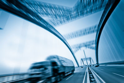 Blurred motion of bridge in city