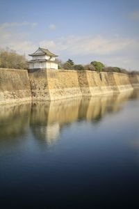 Reflection of building in lake