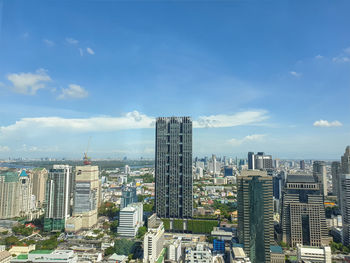 Bangkok thailand, 20 may 2020 - skyscraper with blue sky cloud in city center at bangkok thailand