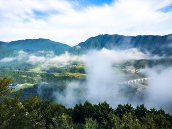 Scenic view of mountains against sky