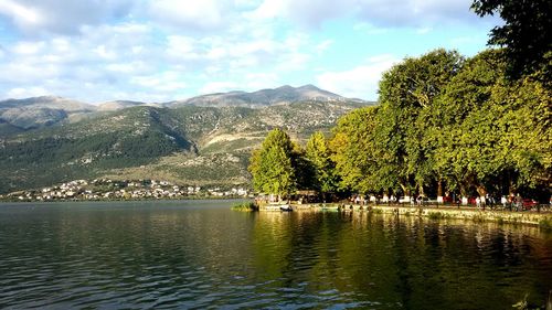 Scenic view of sea against cloudy sky