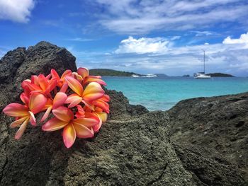 Scenic view of sea against cloudy sky