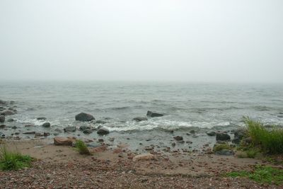 Scenic view of sea against clear sky