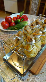 Close-up of vegetables in plate on table