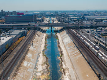 High angle view of railroad track