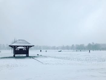 Scenic view of snow covered field against sky at hyde park