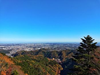 Scenic view of landscape against clear blue sky