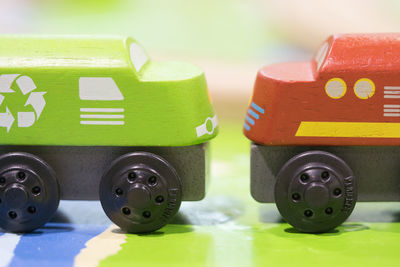 Close-up of toy car