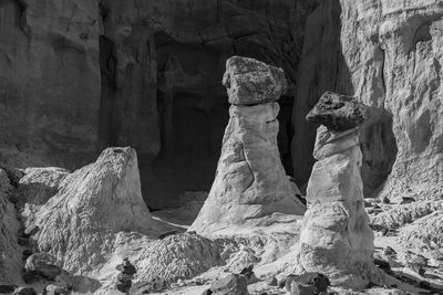 Low angle view of rock formations