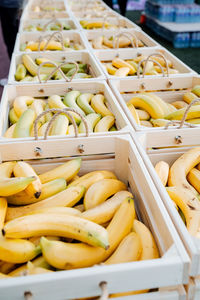 High angle view of fruits in box at market