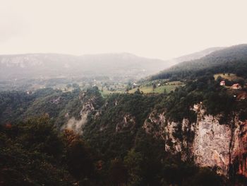 Scenic view of mountains against clear sky