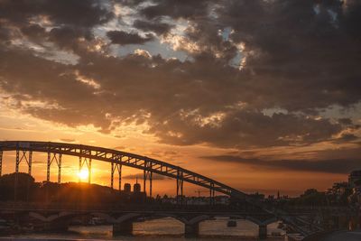 Bridge over river against sky during sunset in paris