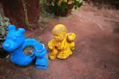 High angle view of statue