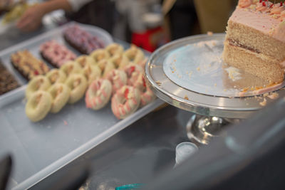 High angle view of cake on table