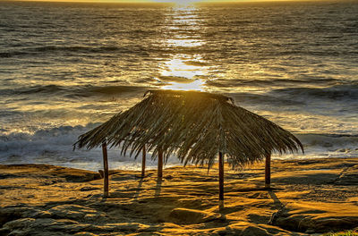 Scenic view of beach during sunset