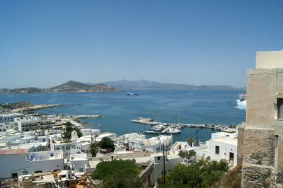 High angle view of city buildings