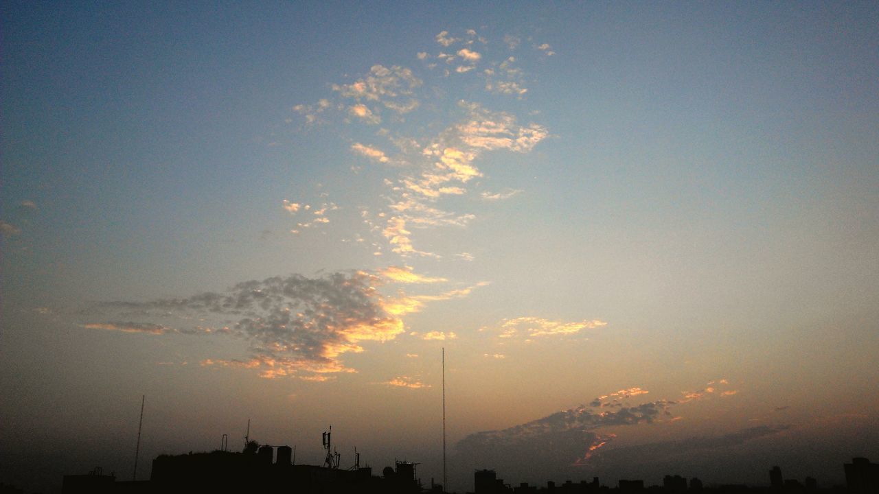 silhouette, sunset, sky, beauty in nature, cloud - sky, scenics, low angle view, built structure, tranquility, orange color, nature, building exterior, tranquil scene, architecture, dusk, outdoors, dark, idyllic, cloud, no people