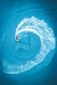 High angle view of person swimming in sea