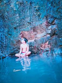 Woman swimming in pool